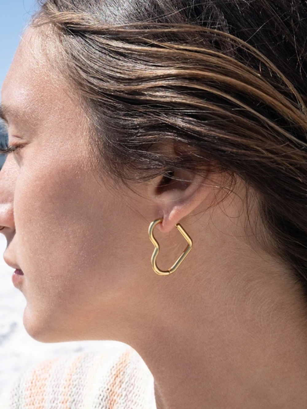 18K Gold PVD Stainless Steel Heart Hoop Earrings
